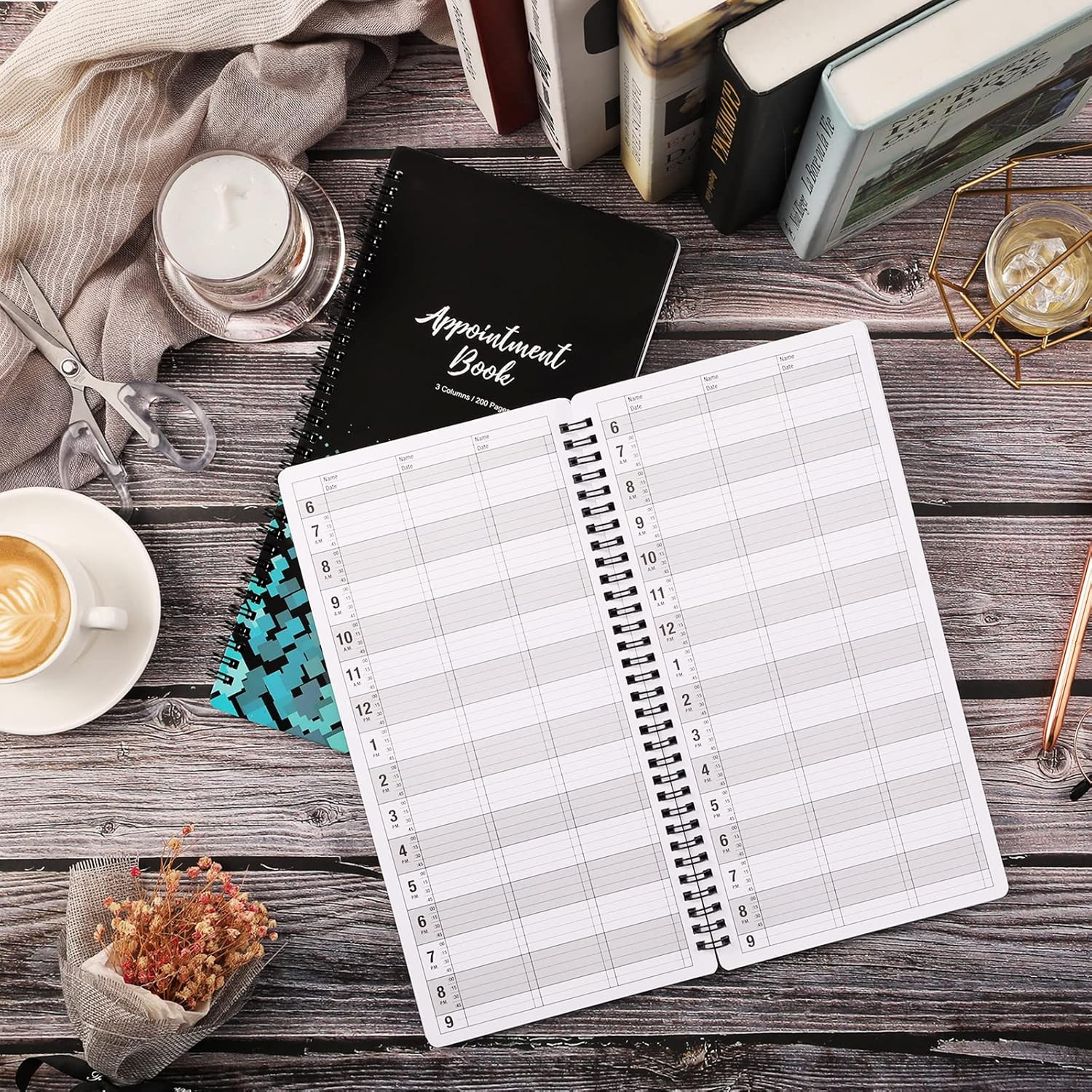 3 Column Appointment Book – Daily and Hourly Schedule Book with 200 Pages
