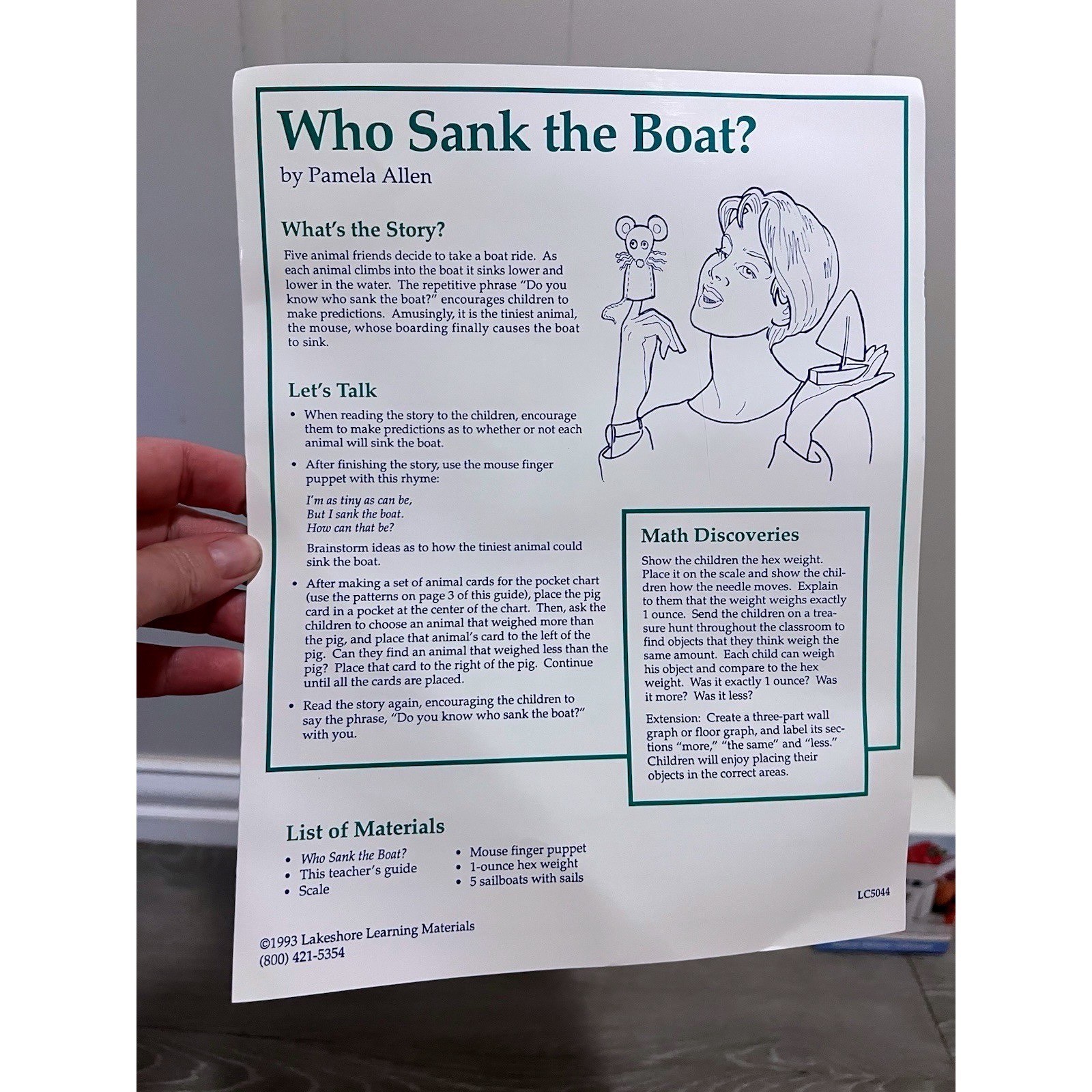 Vintage Lakeshore Who Sank The Boat Activity Kit Pamela Allen Complete 1993 Toy