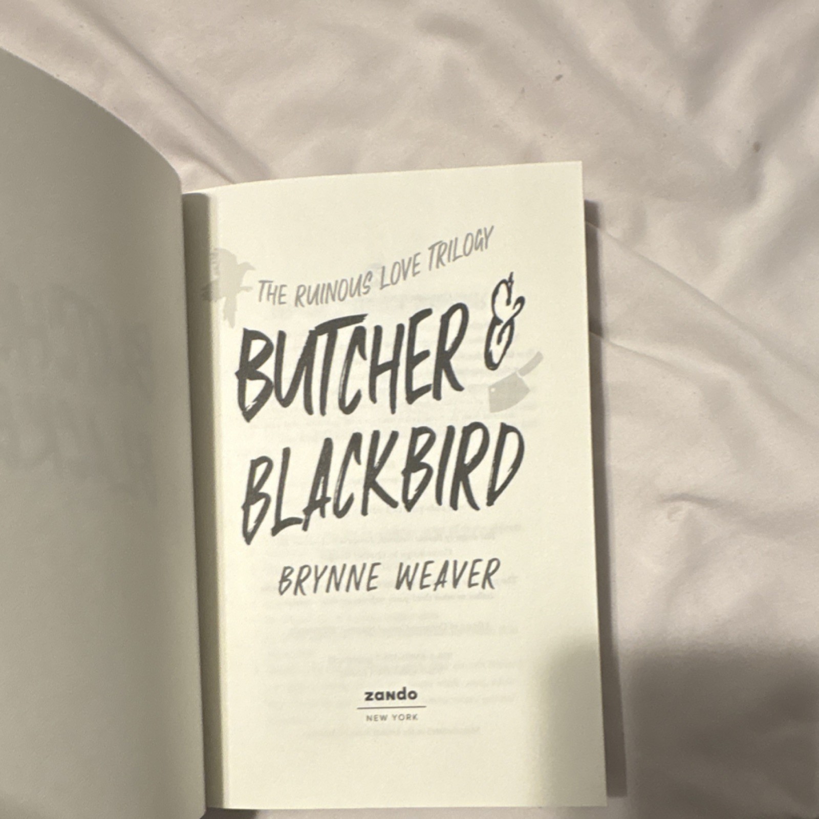 Butcher & Blackbird by Brynne Weaver Paperback Zando The Ruinous Love Trilogy