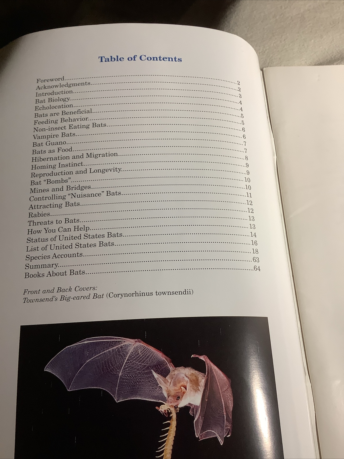 VTG Books Of BATS OF THE UNITED STATES ~ 64 Pages