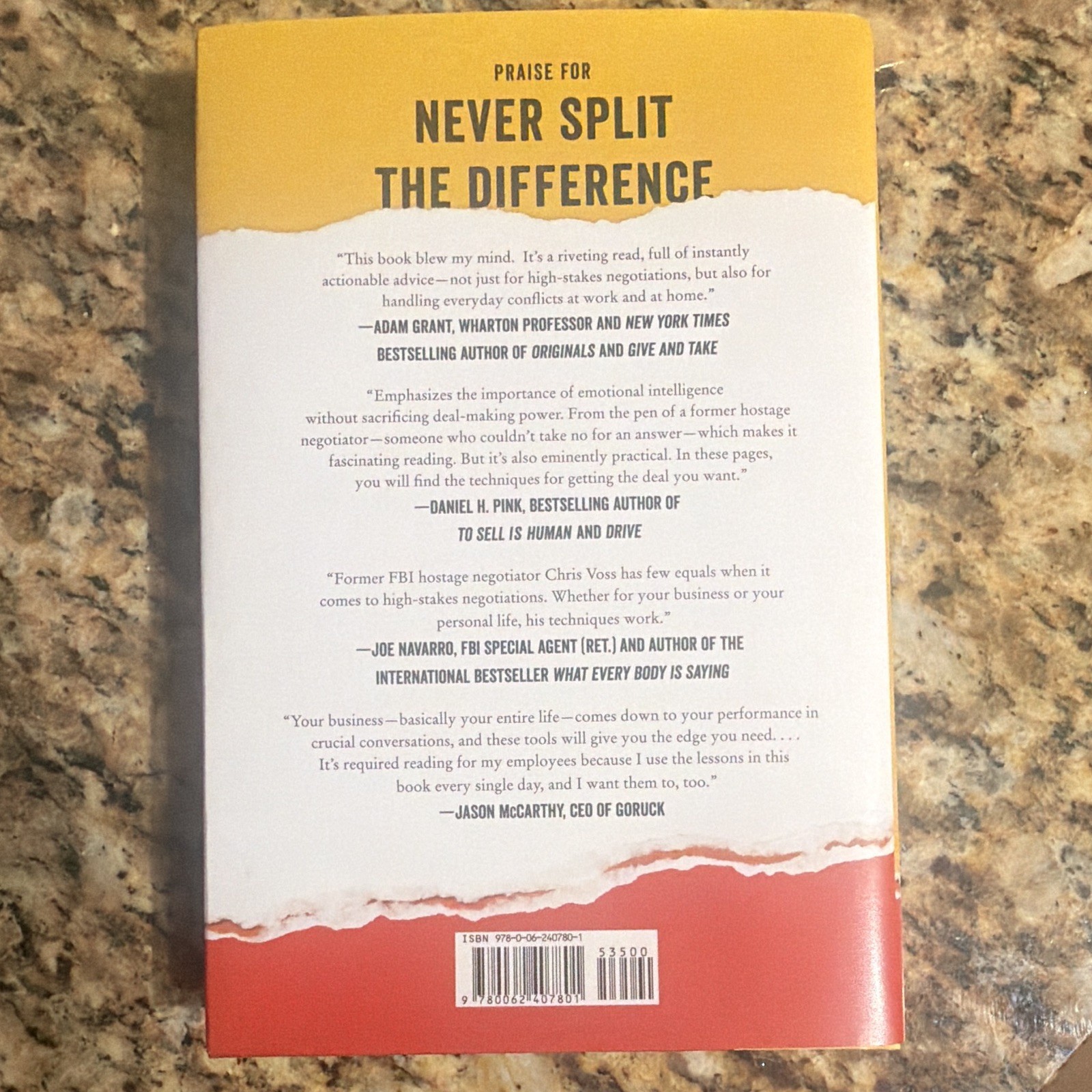 HarperCollins Never Split the Difference Chris Voss & Tahl Raz HC 2016 1st Ed DJ