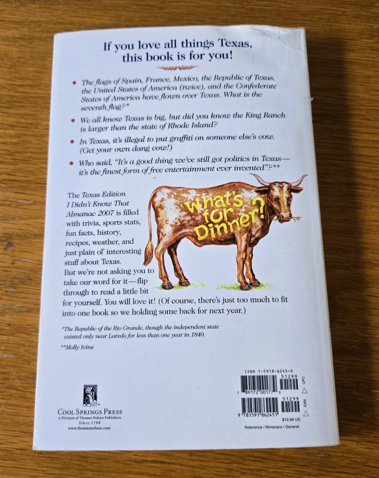 Texas Edition I Didn’t Know That Almanac 2007 By Cool Springs Press Trivia Fun
