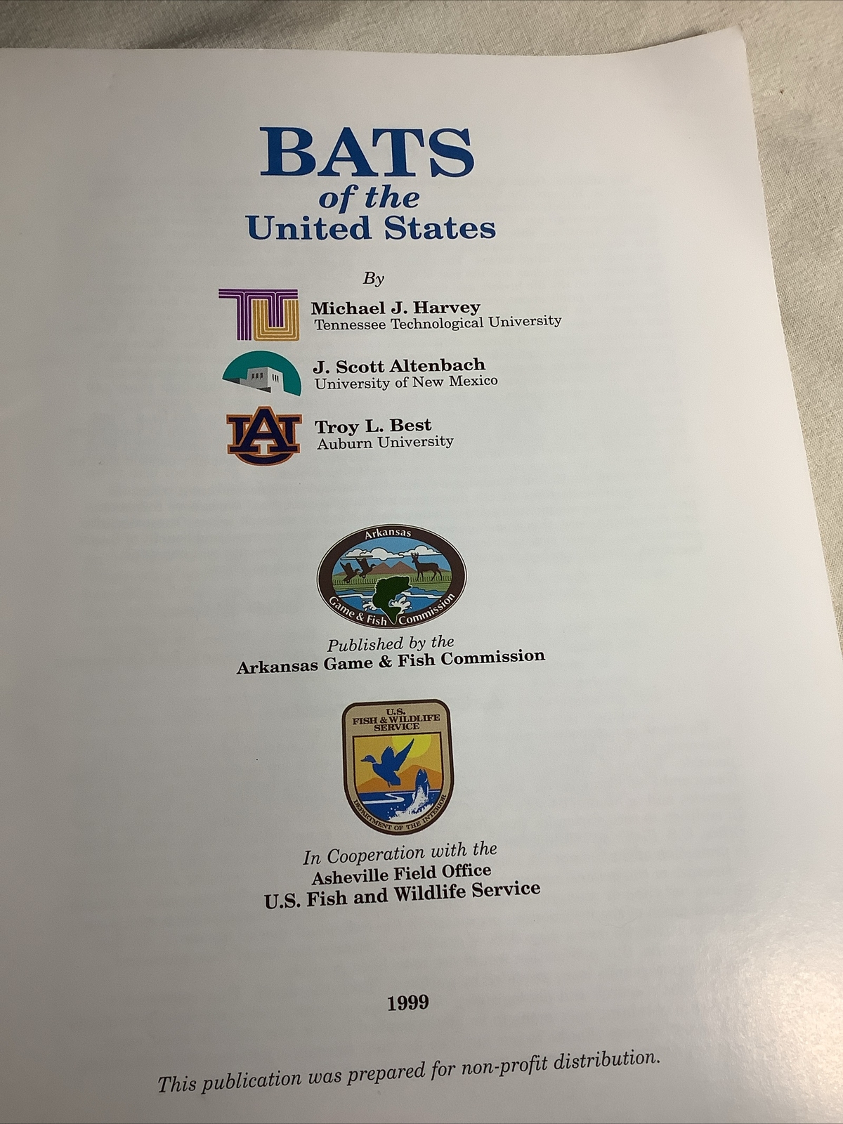 VTG Books Of BATS OF THE UNITED STATES ~ 64 Pages