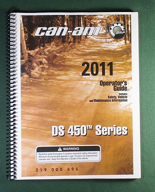 2011 Can-Am DS 450 Owner’s Manual: 162 Pages & Protective Covers