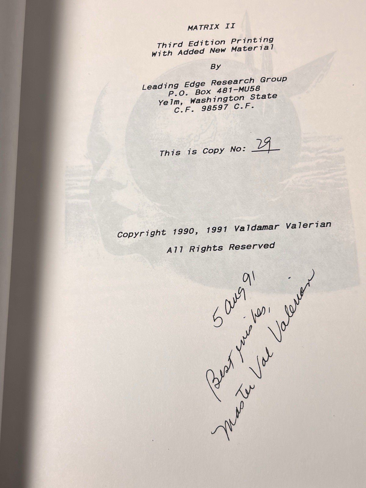 Matrix II The Abduction &Manipulation of Humans Numbered Signed #29 Ramtha Yelm