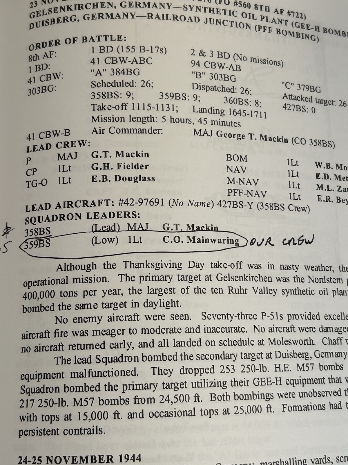 Might in Flight Daily Diary of the 8th Air Forces Hell’s Angels 303rd 1993 LE