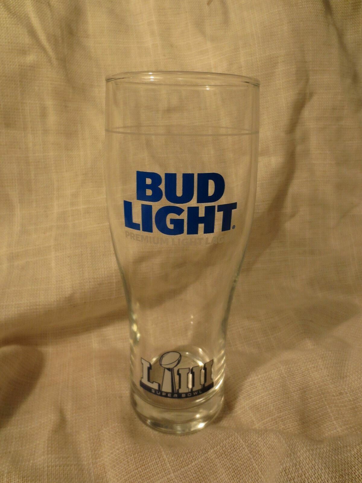 NEW ATLANTA Super Bowl LIII 53 Beer Glass 16 oz. BUD LIGHT Drinking Glass 1982