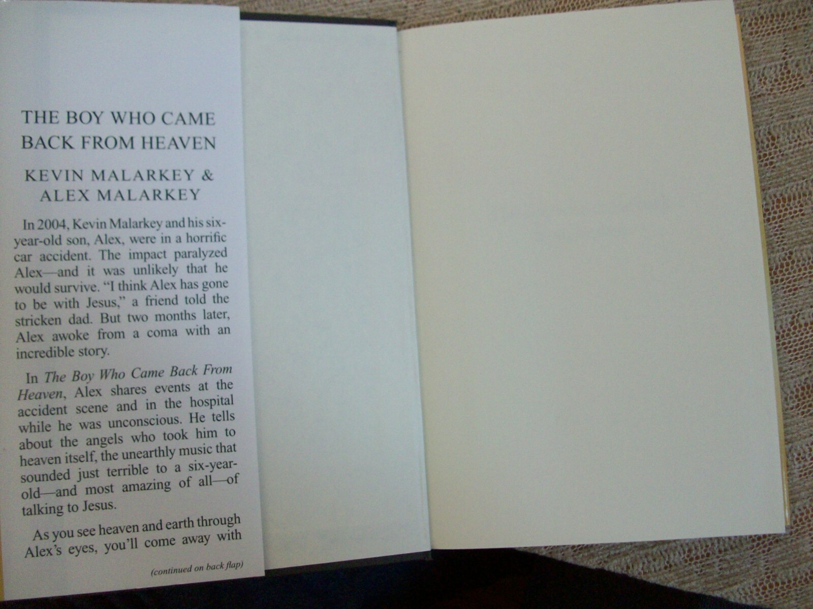 The Boy Who Came Back From Heaven by Kevin & Alex Malarkey (Large Print) HCDJ