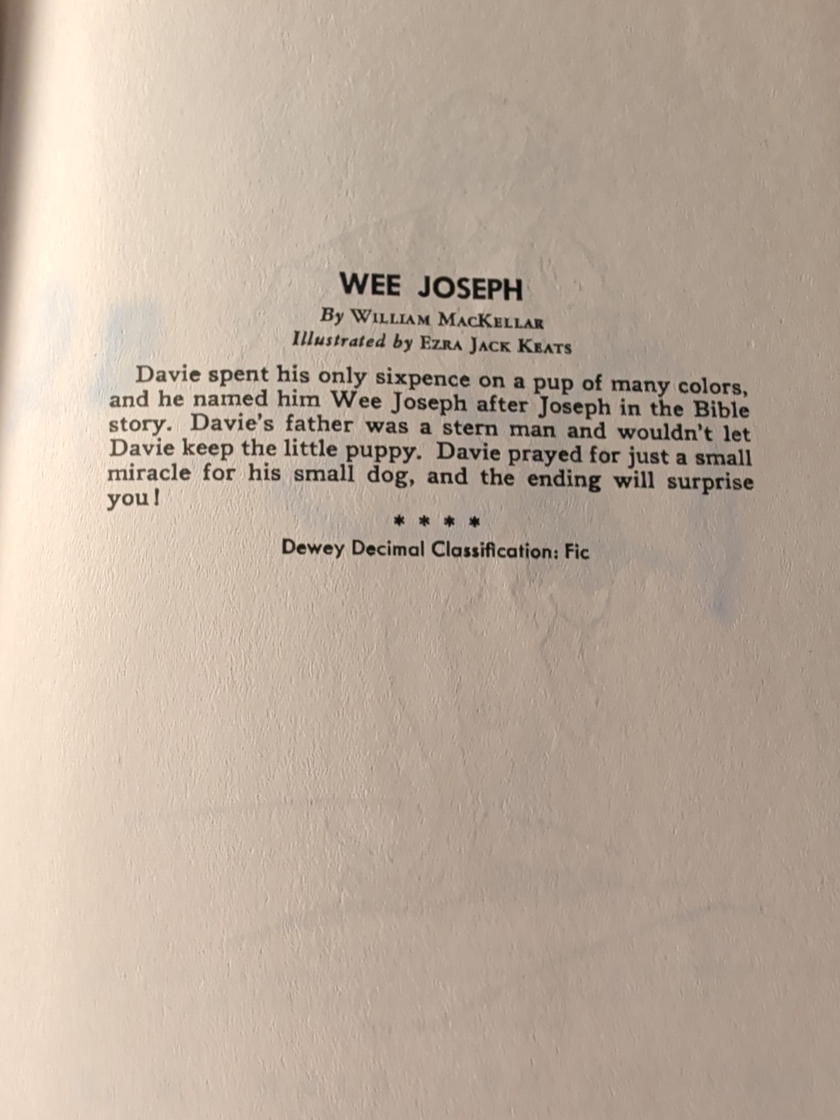 1962 Wee Joseph By William MacKellar HC First Cadmus Edition 76 Pages