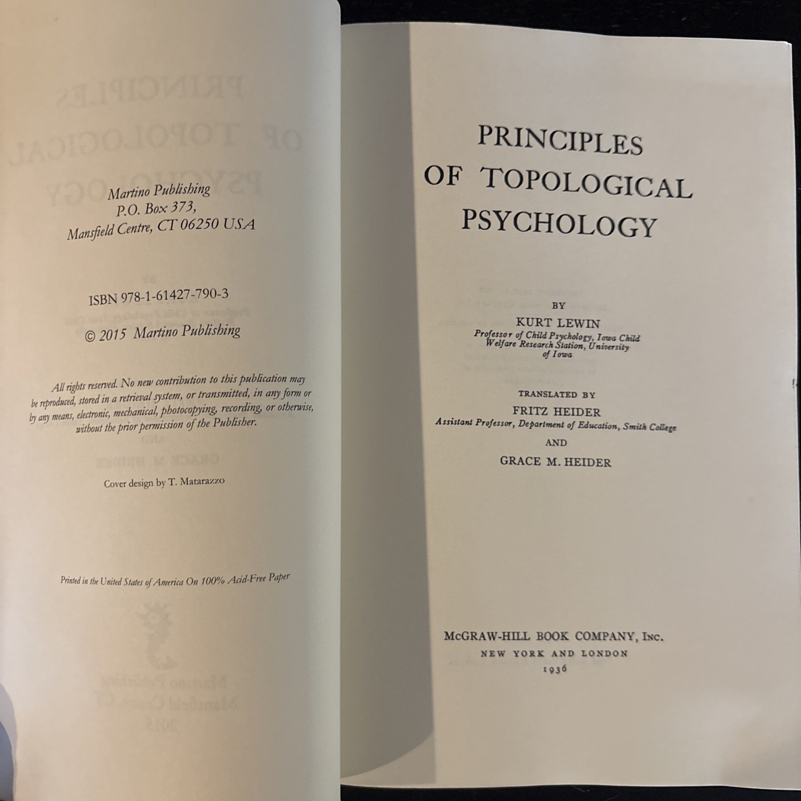 Principles of Topological Psychology by Kurt Lewin, VERY GOOD CONDITION