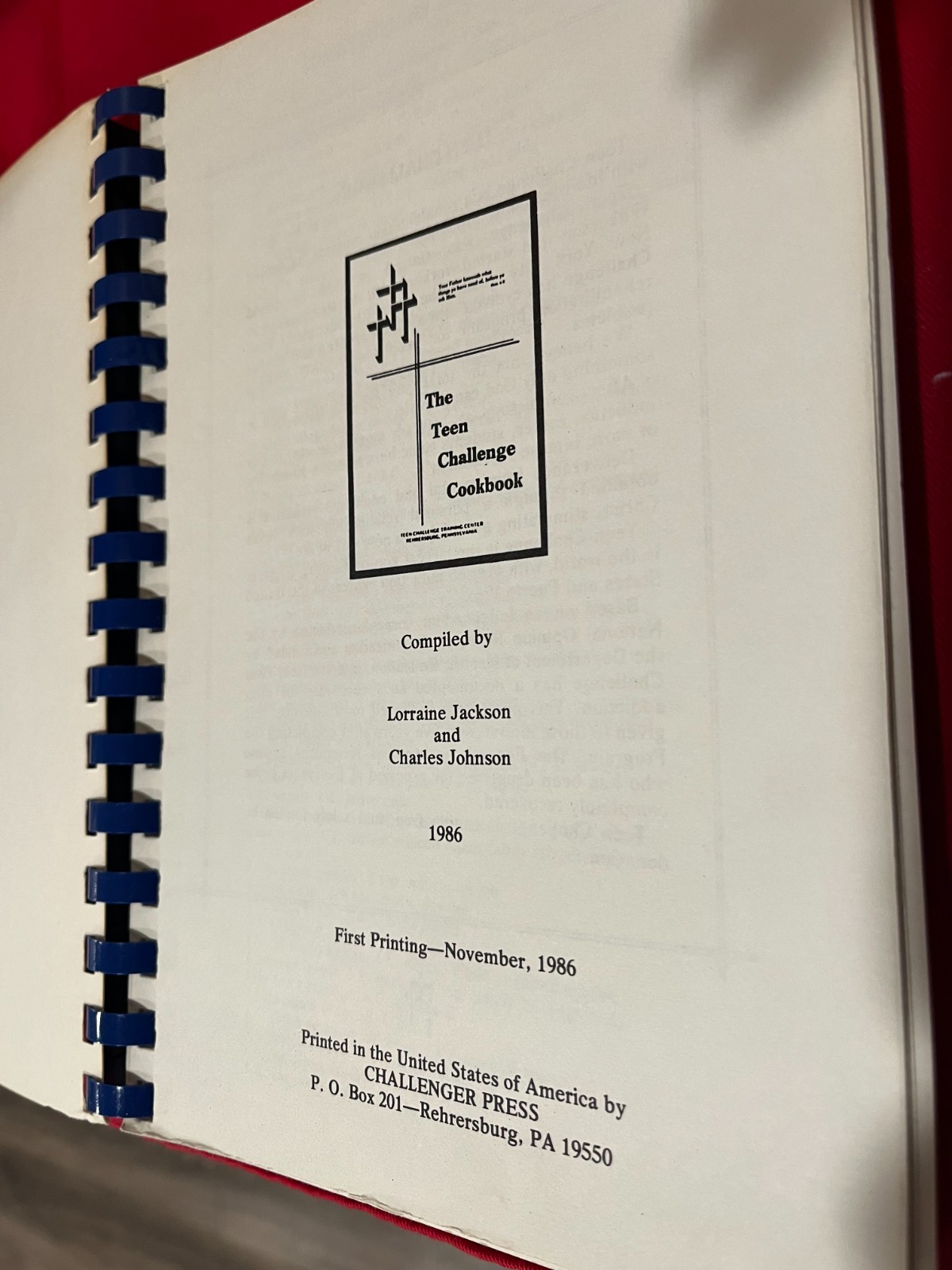 Rehrersburg, PA Teen Challenge CookBook 1986~~~ 162 Pages