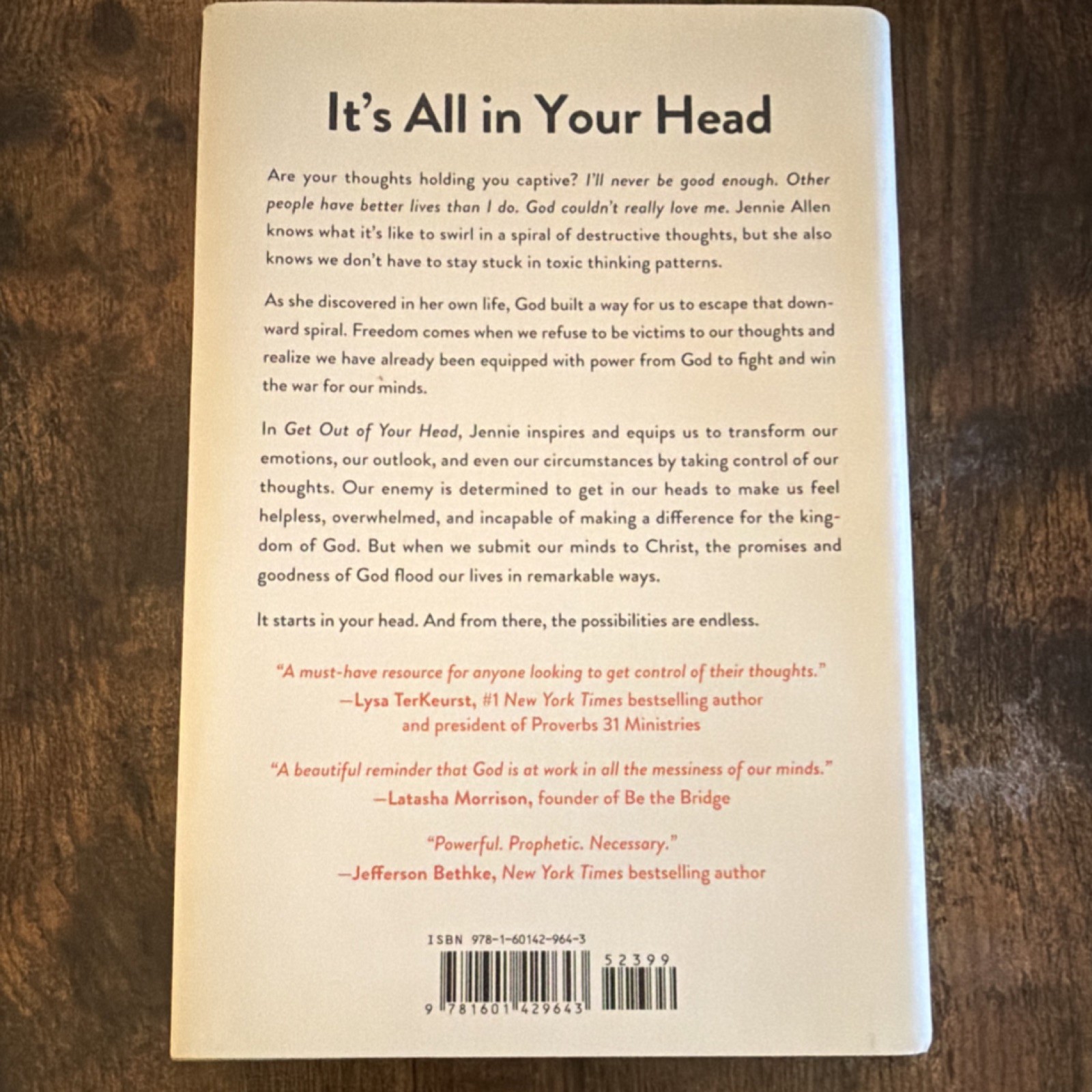 Jennie Allen Get Out of Your Head Stopping Spiral Hardcover (No dust jacket)