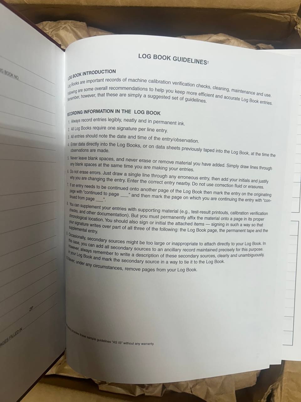 Maintenance Log Book Hardbound 120 Pages Industrial Equipment Record Journal
