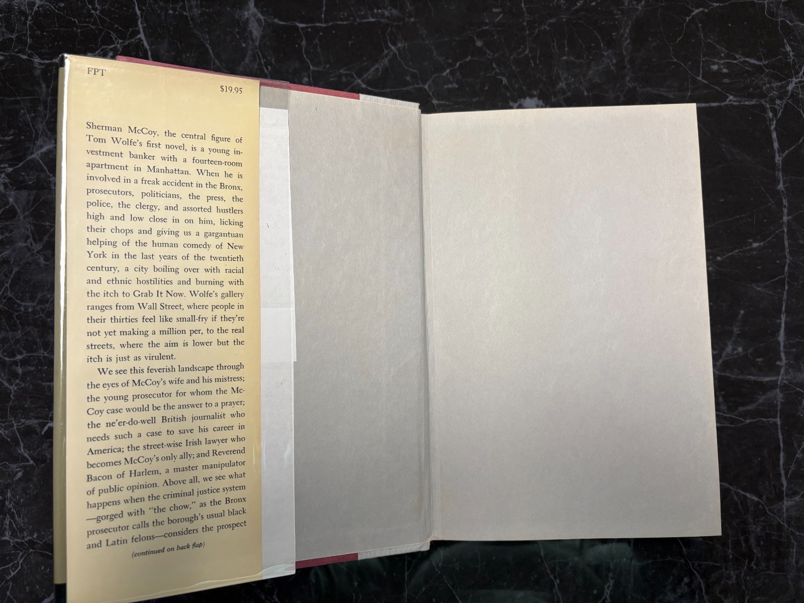 Tom Wolfe – Bonfire of the Vanities 1987 1st Edition/1st Printing Unclipped DJ