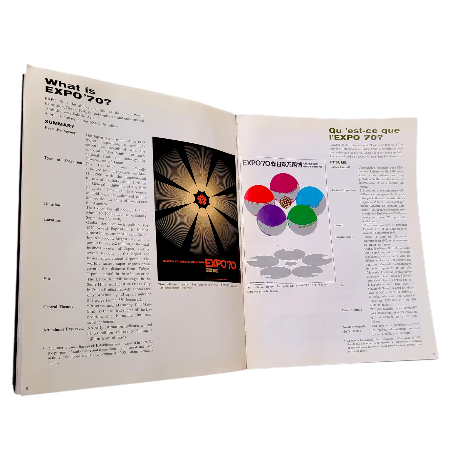 Expo 70 Program Book Osaka Japan RARE 1970 English & French 96 Pages & Bonus
