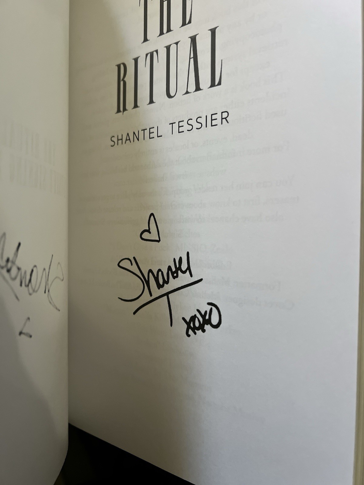 Shantel Tessier The Ritual Exclusive Signing Edition Signed Inscribed Paperback