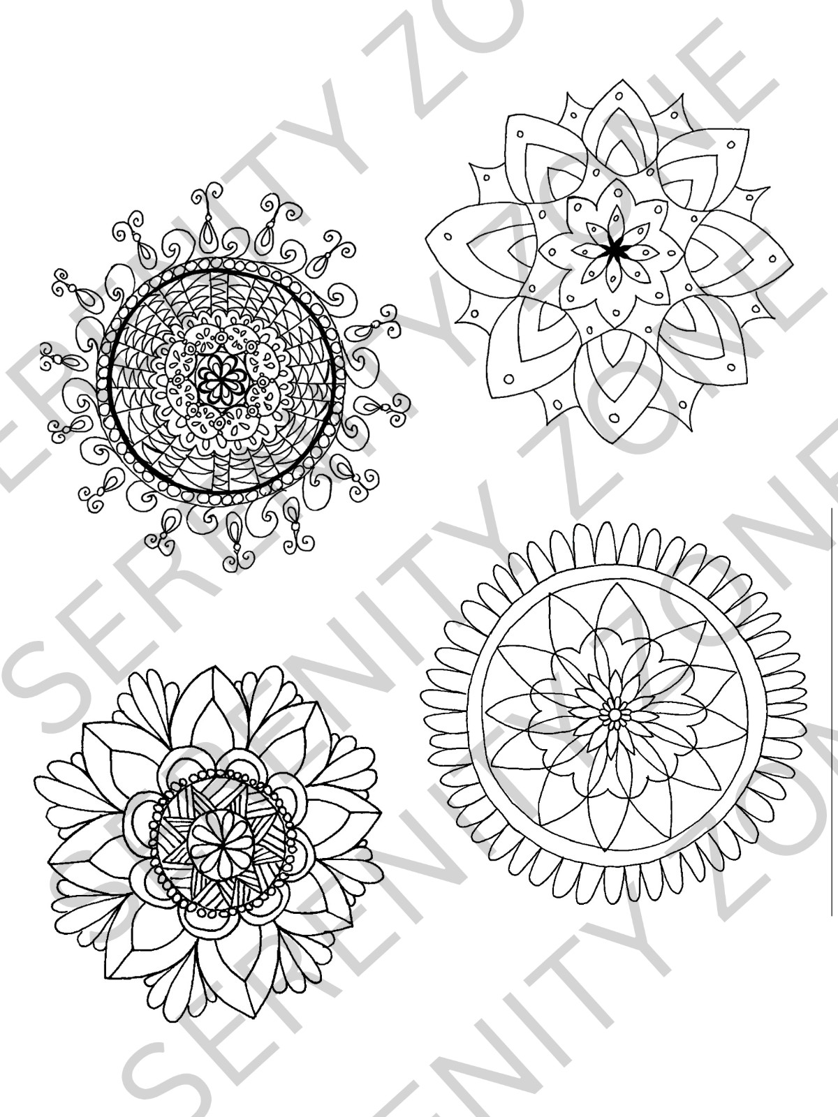 Mandala Coloring Packet;8 Hand-Drawn Mandalas; Relax and Color Mandalas by Naomi