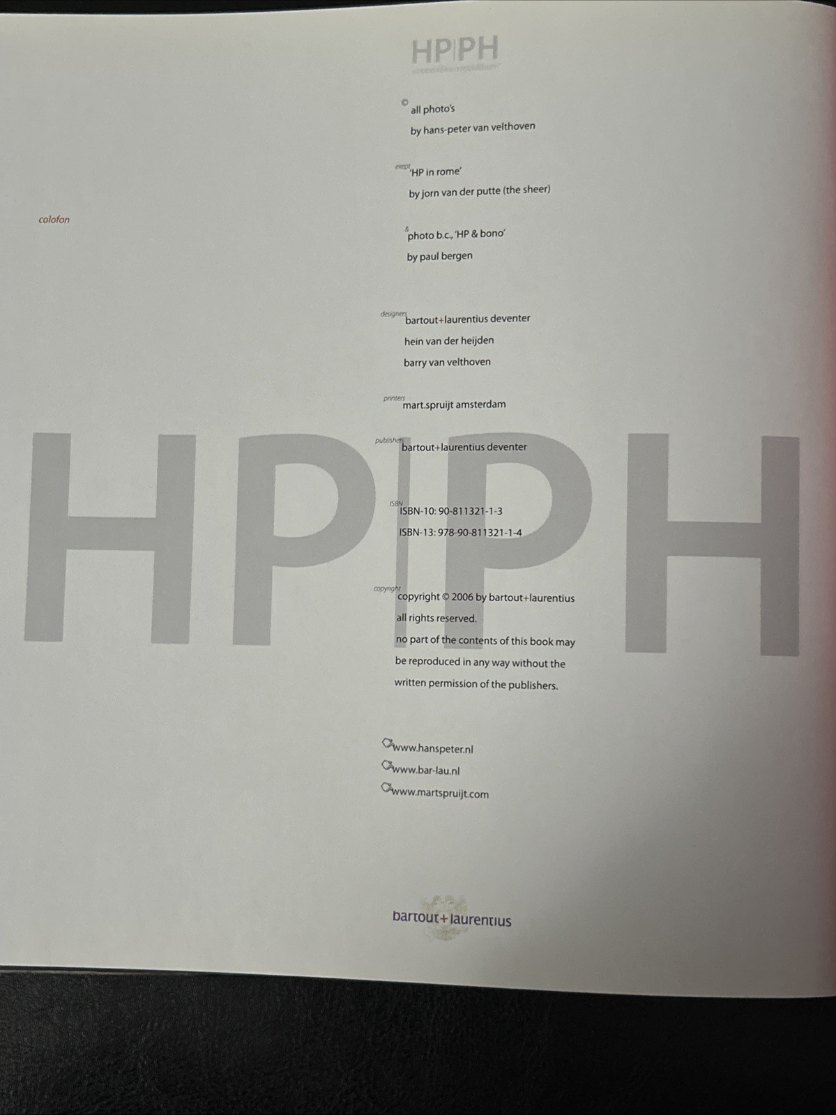 RARE Signed HP|PH A Book Like A Rockalbum! By Hans-Peter van Velthoven 830/1000