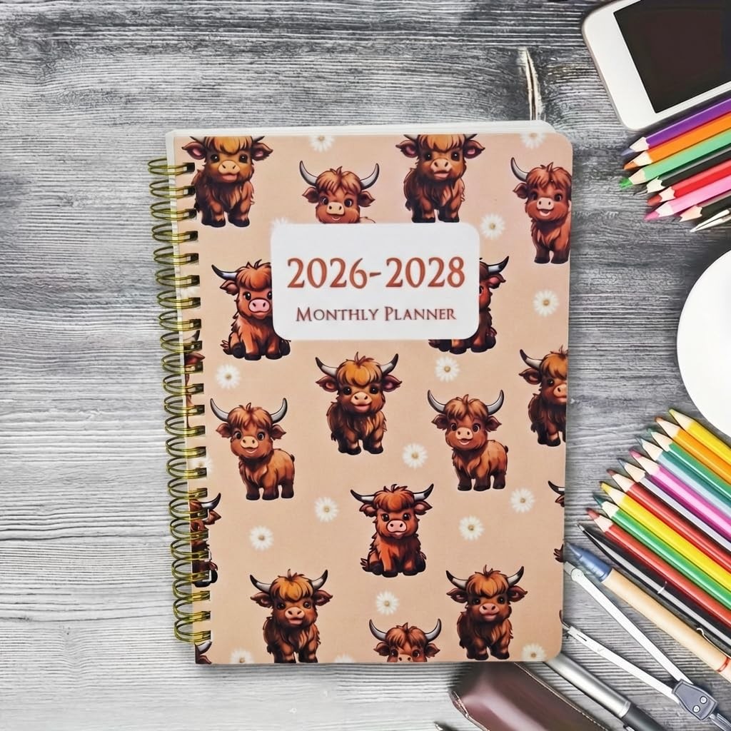 1Pcs 2026 Planner Weekly and Monthly, 2026-2028 Spiral Bound Notebook Calenda…