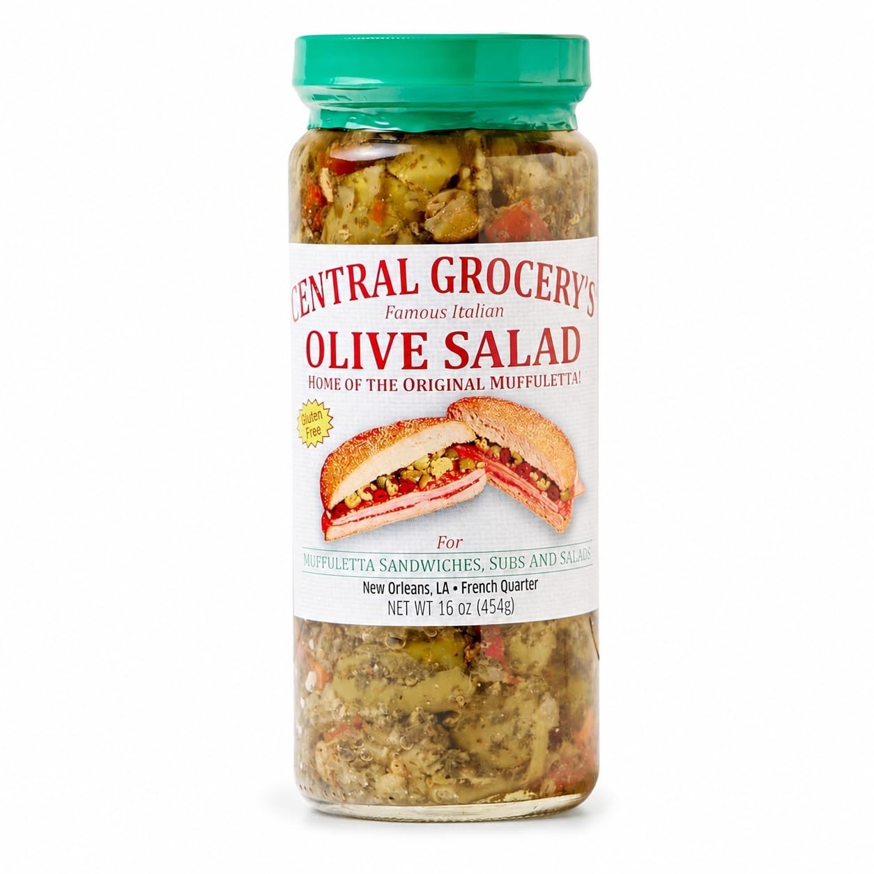 Authentic New Orleans Olive Salad 16 oz – Italian Muffuletta Spread, Relish for