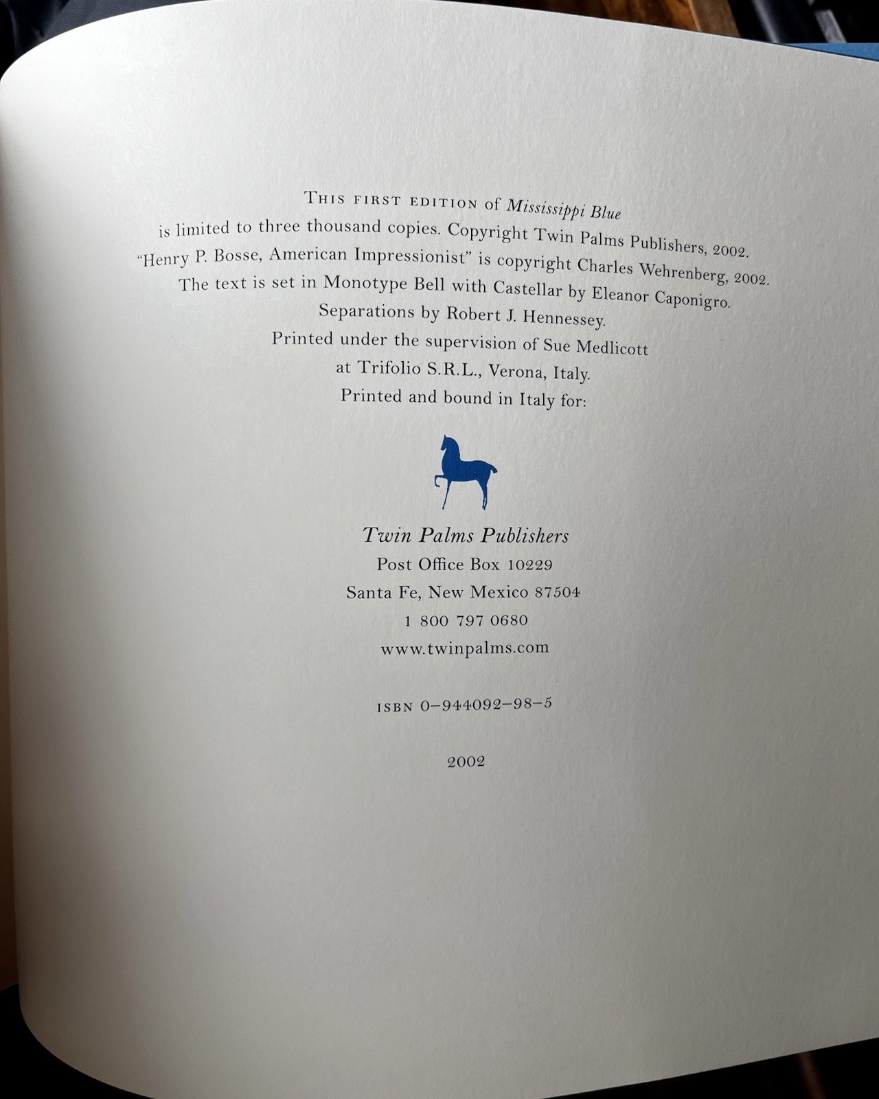 Mississippi Blue : The Photographs of Henry P. Bosse Twin Palms Photography