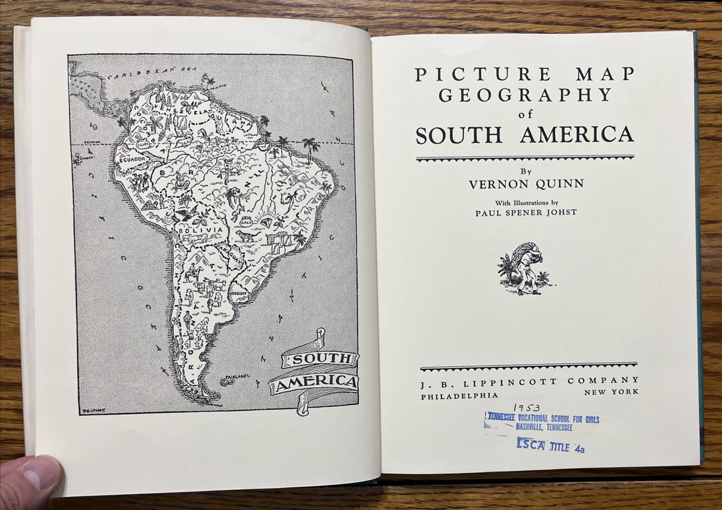 Picture Map Geography of South America, by Vernon Quinn, HCDJ 1959 Edition