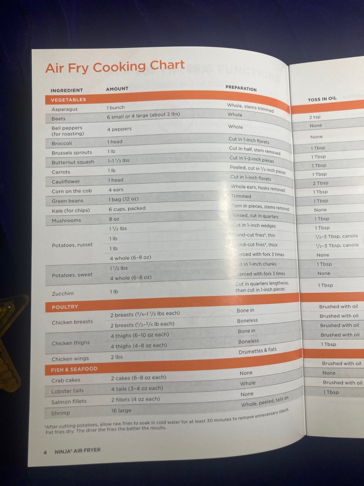 NINJA AIR FRYER QUICK START GUIDE RECIPES COOKBOOK 30 PAGES