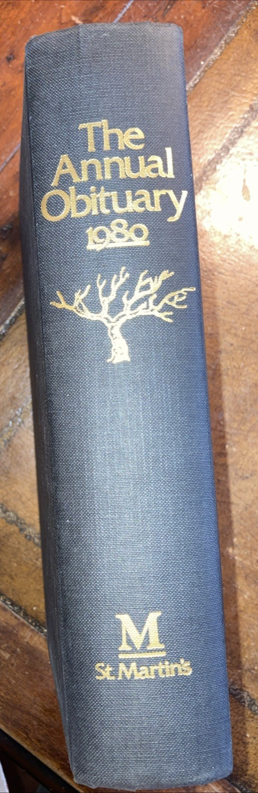 The Annual Obituary 1980 First Edition Hardcover St. Martin’s Press w DJ 874 pgs