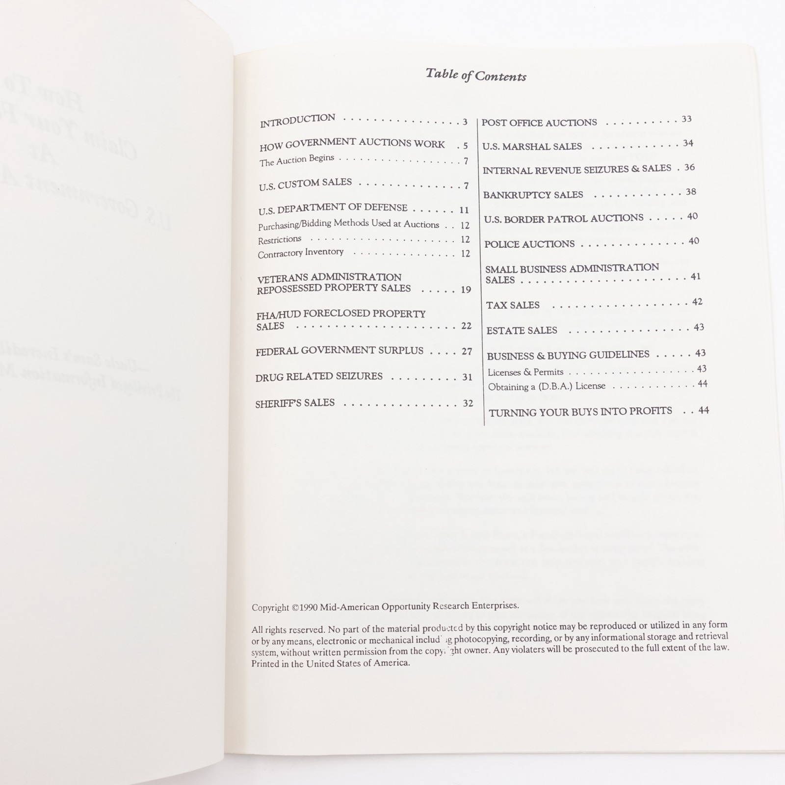 How to Make Money with US Government Auctions and Surplus 1990 PB 44 pages VGUC