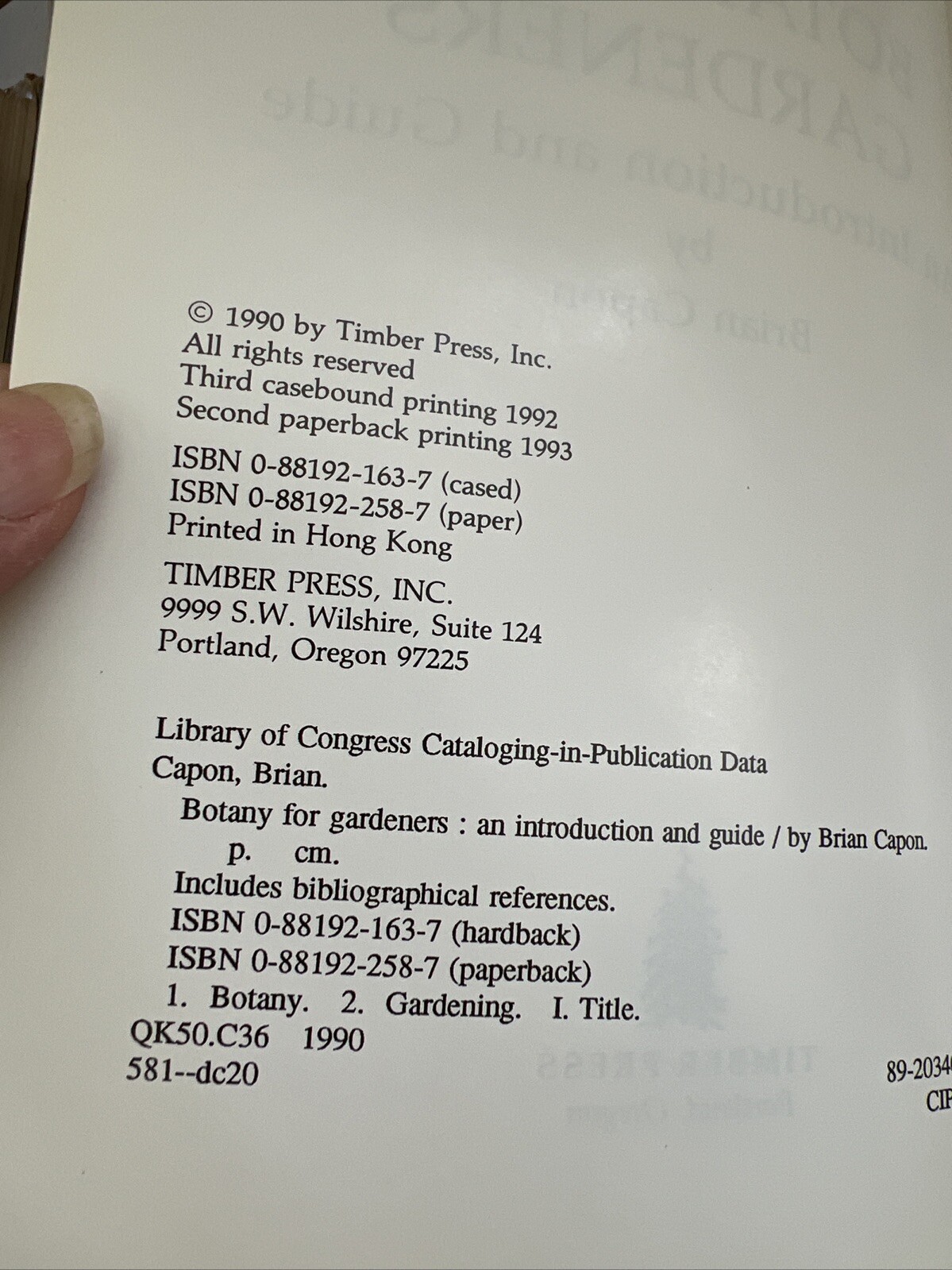 Botany for Gardeners An Introduction to the Science of Plants PB/1993 /2nd Print