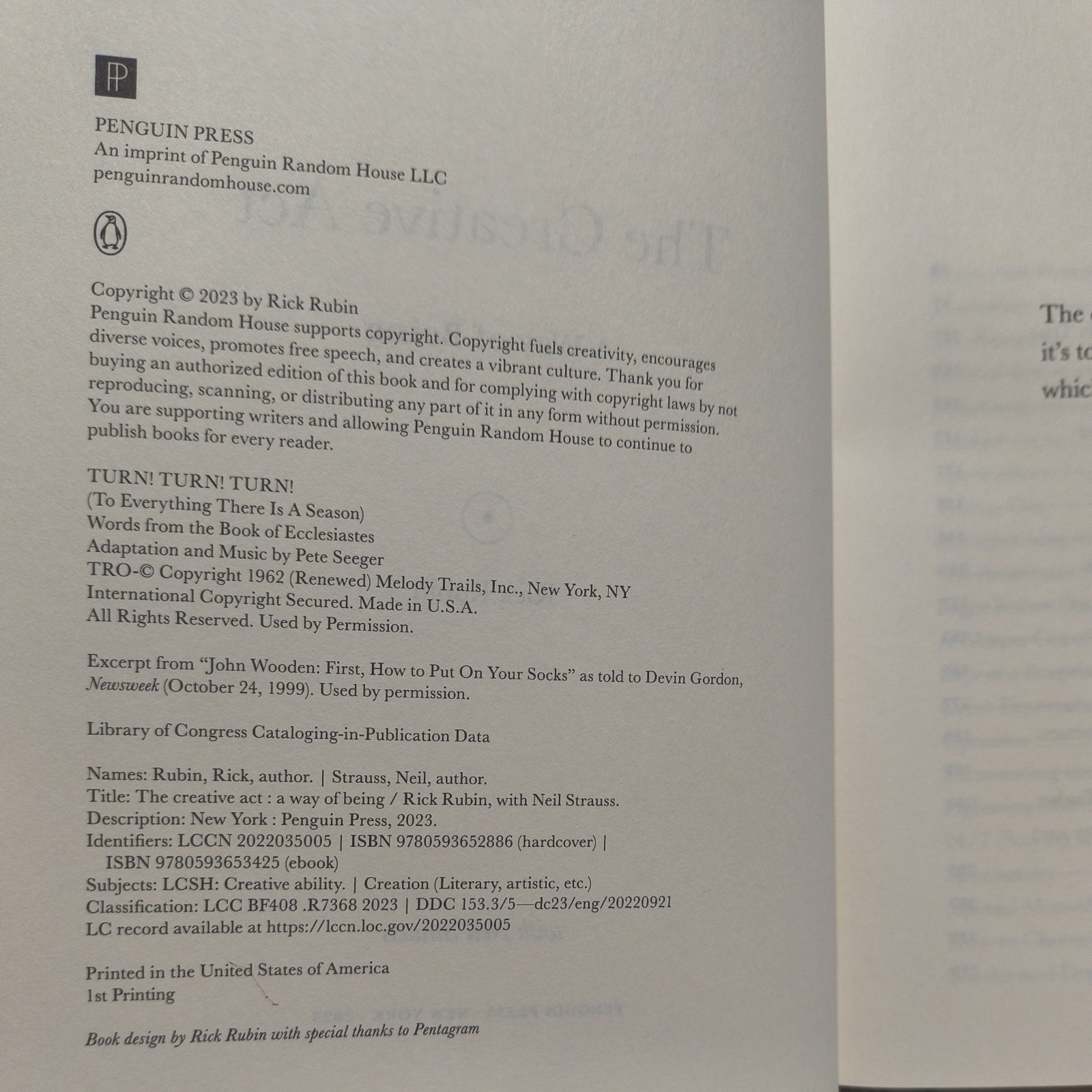 SIGNED “The Creative Act : A Way of Being,” by Rick Rubin (2023, HC)