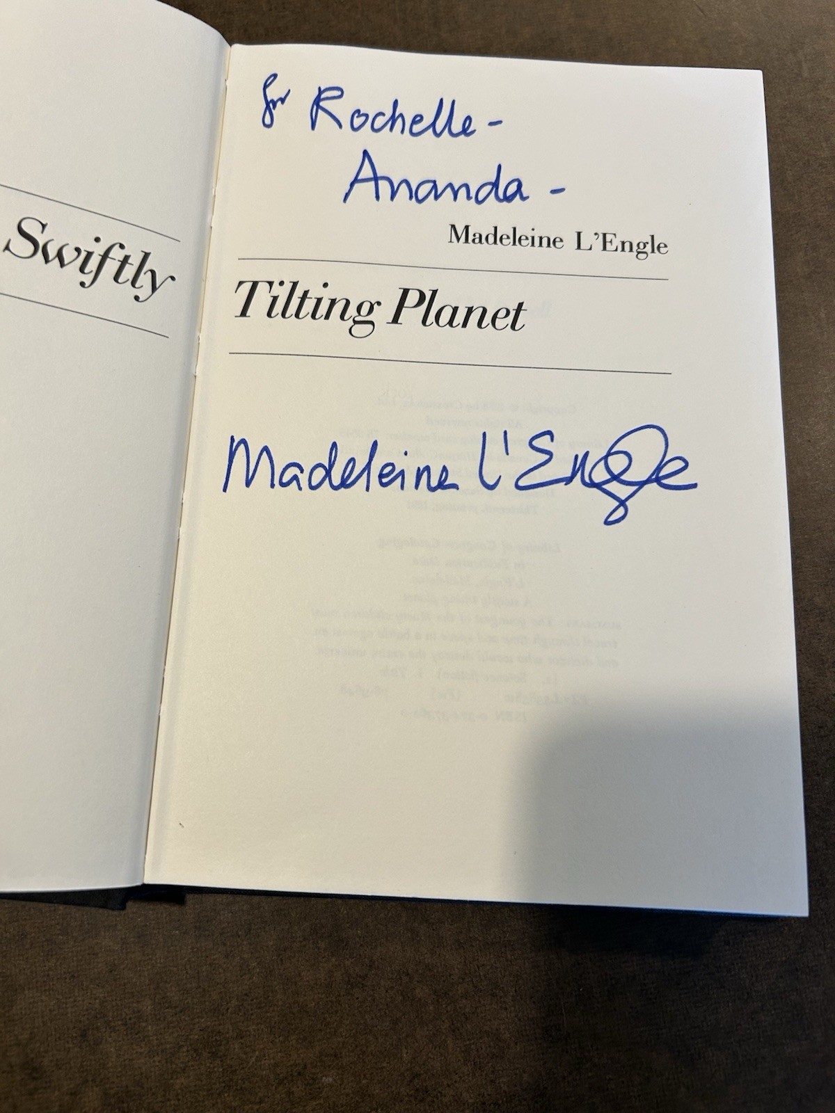 SIGNED!! A SWIFTLY TILTING PLANET Madeleine L’Engle First Ed. 13th Print 1978