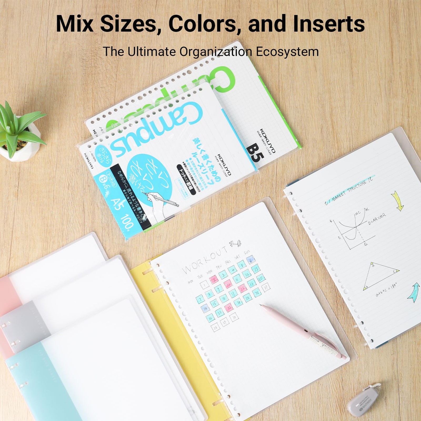 1 PCS A4 Light Blue Campus 2×2 Spiral Binder Refillable Notebook 6mm Dot Ruled