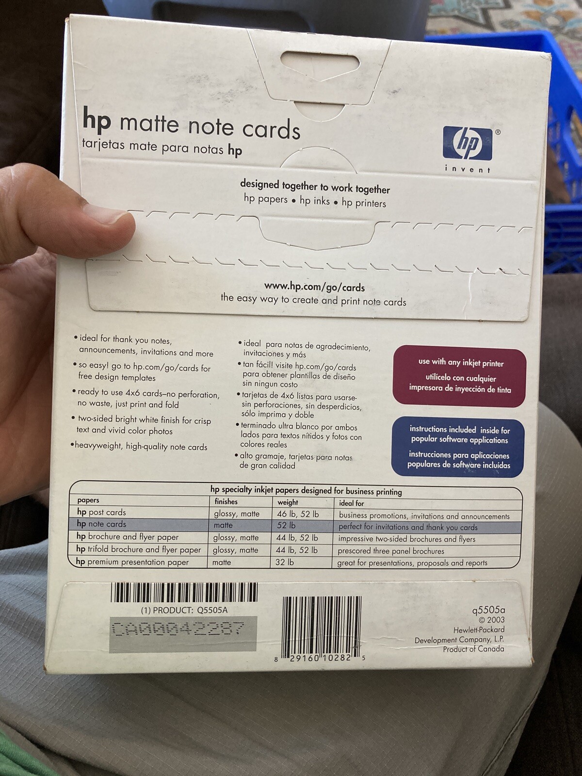 HP Matte Note Cards Paper, Q5505A, Inkjet, 60 sheets, 6″ x 8″, New