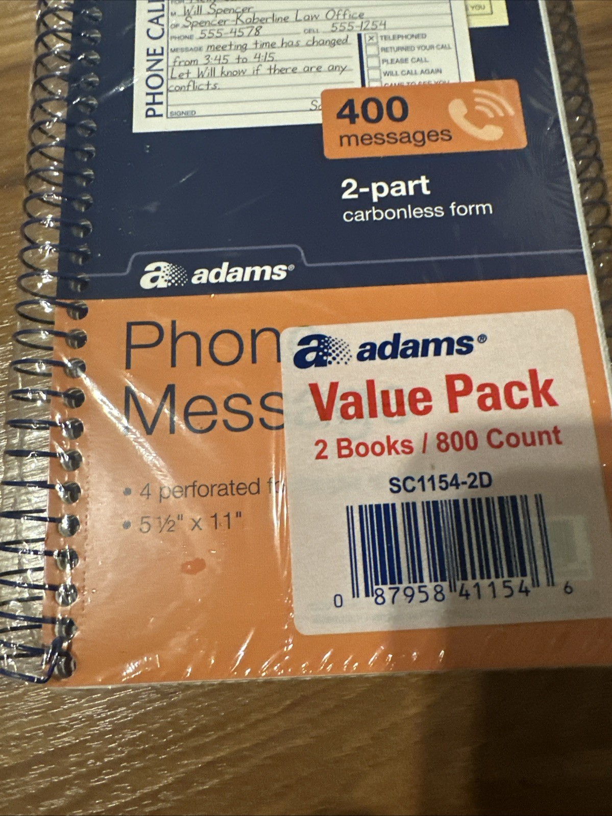 4 ADams Message Book Phone Call Carbonless Duplicate 5.5×11 Inches