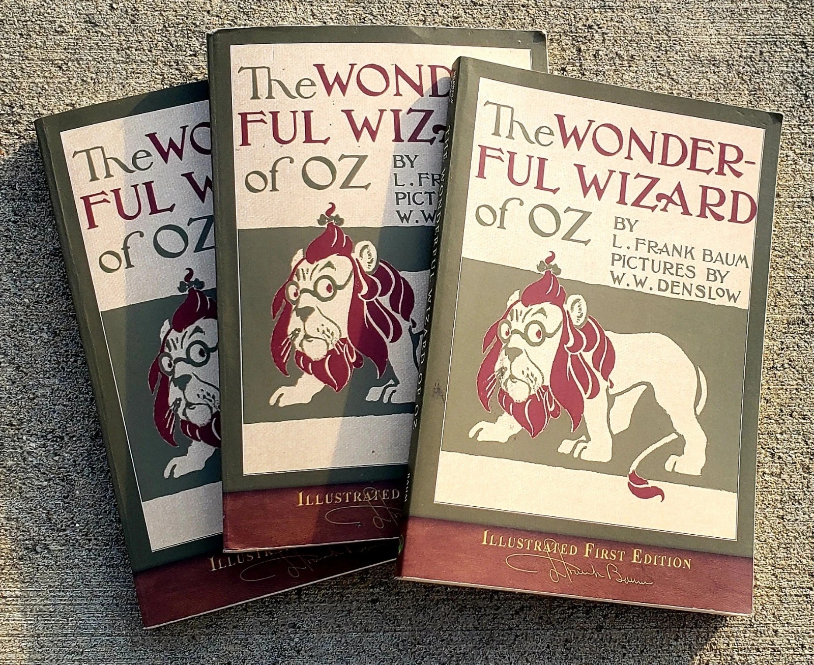 Lot of 3 The Wonderful Wizard of Oz: Illustrated First Edition by Baum, L. Frank