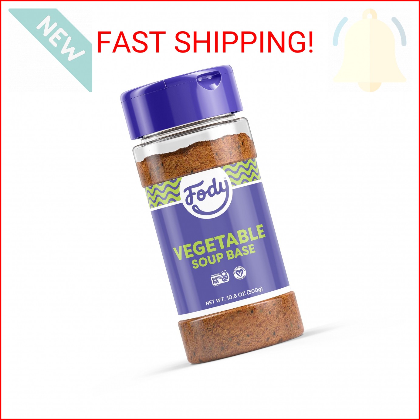 Fody Foods Vegetable Soup Base & Seasoning, 10.6 Oz, Ready to Use, Garlic and On