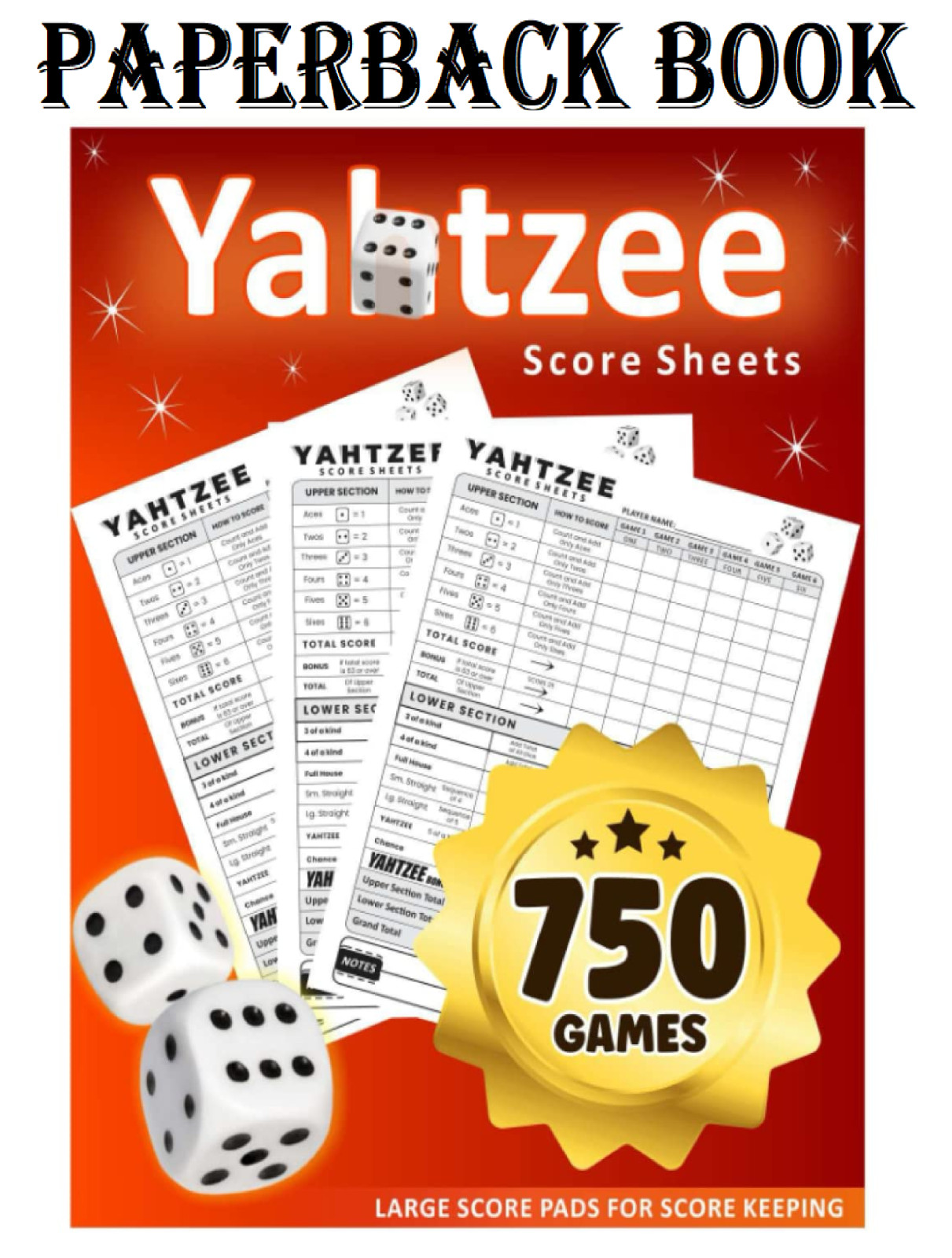 Yatzee Score Pads: Large Print Score Book with Size 8.5 x 11 inches for…