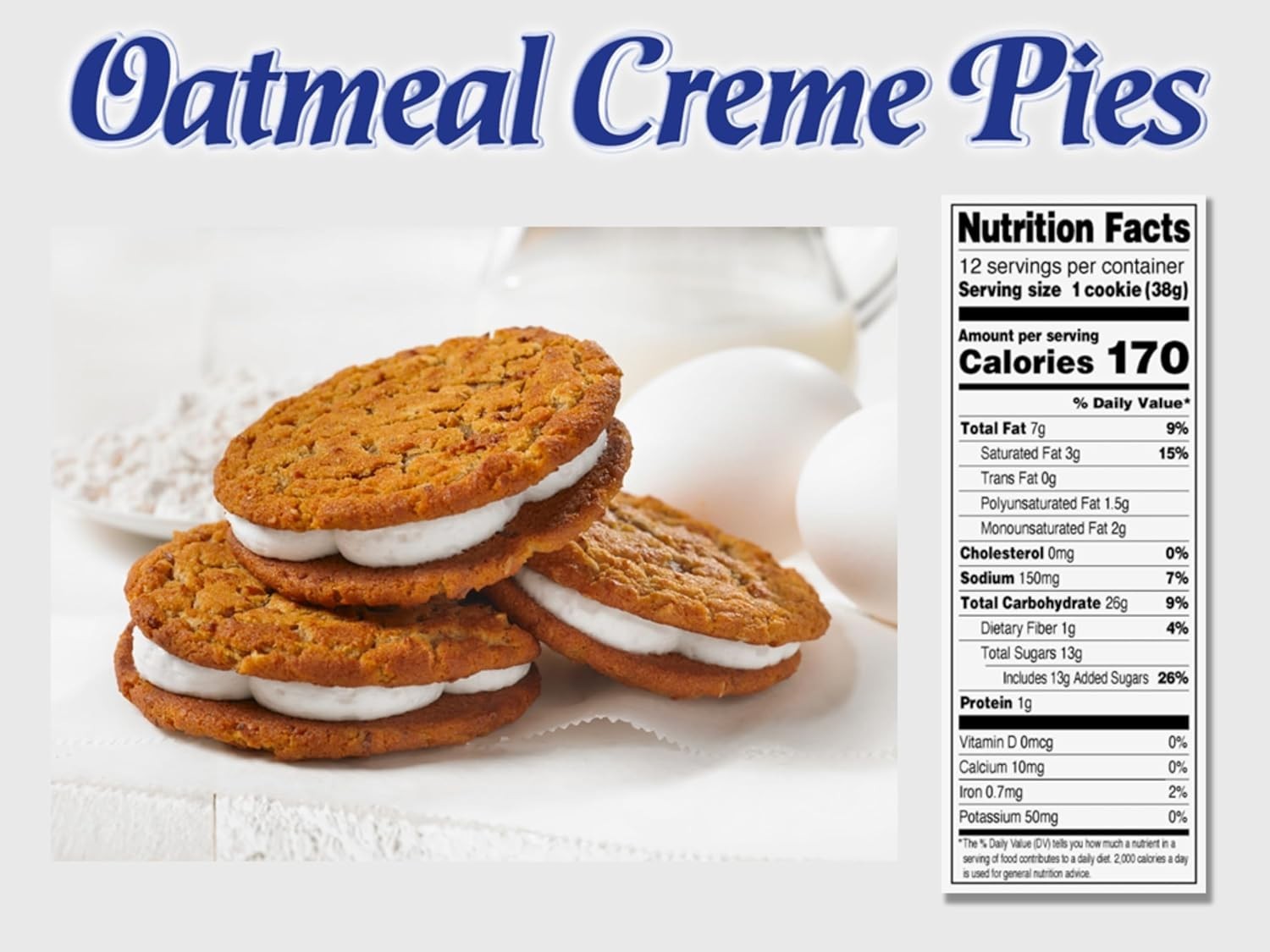 Irresistible Oatmeal Crème Pies – 12 Individually Wrapped Treats, 16.2 OZ
