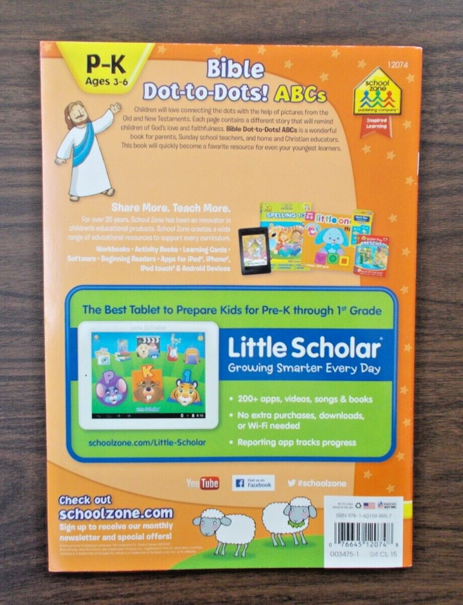 Bible Dot-to-Dots! ABCs, Brand New, 32 Pages P-K Ages 3-6 Four Skill Areas