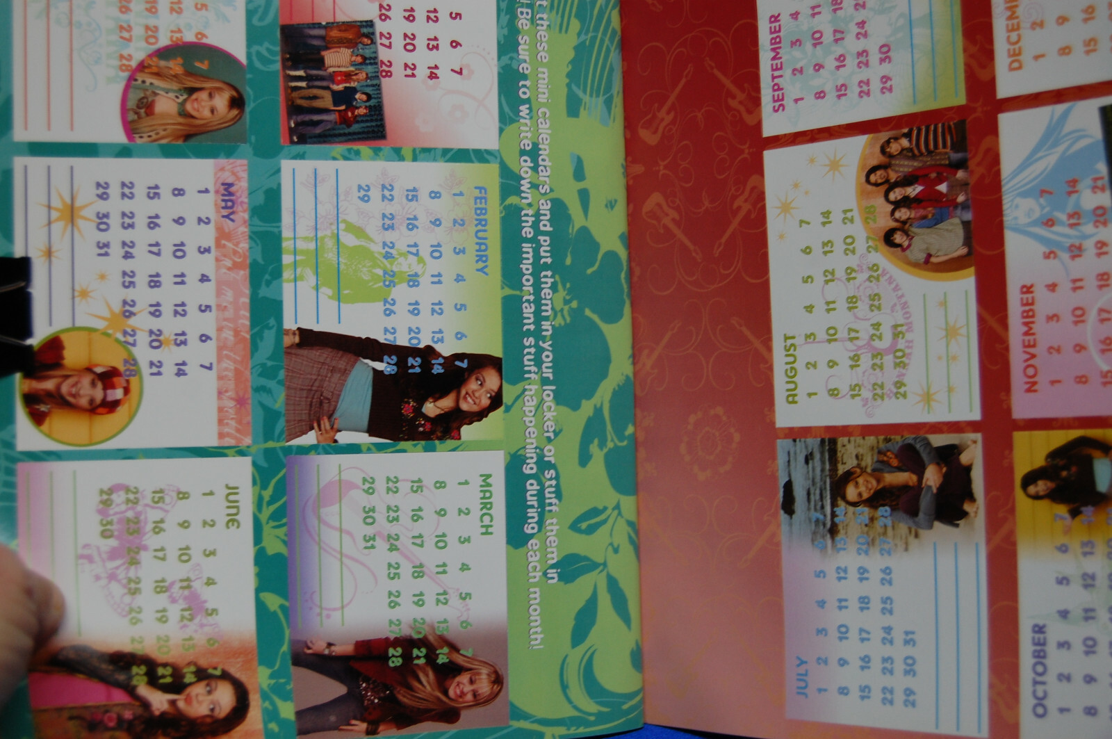 Hannah Montana Social CALENDAR 30 Pages Paperback Press outs Stickers Jan – Dec