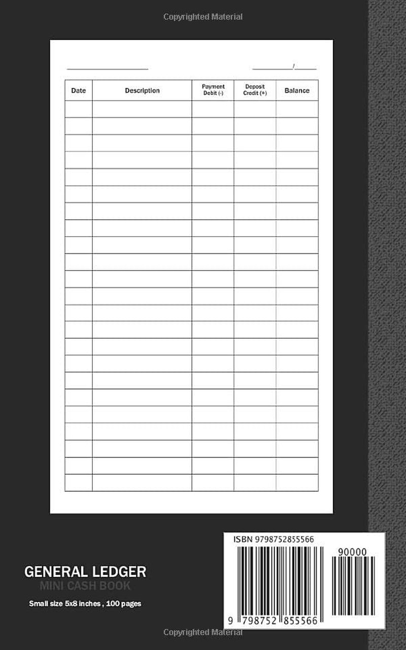 General Ledger Mini Cash Book: Small Ledger Book, 120 Pages , 5X8 Inches, Simple