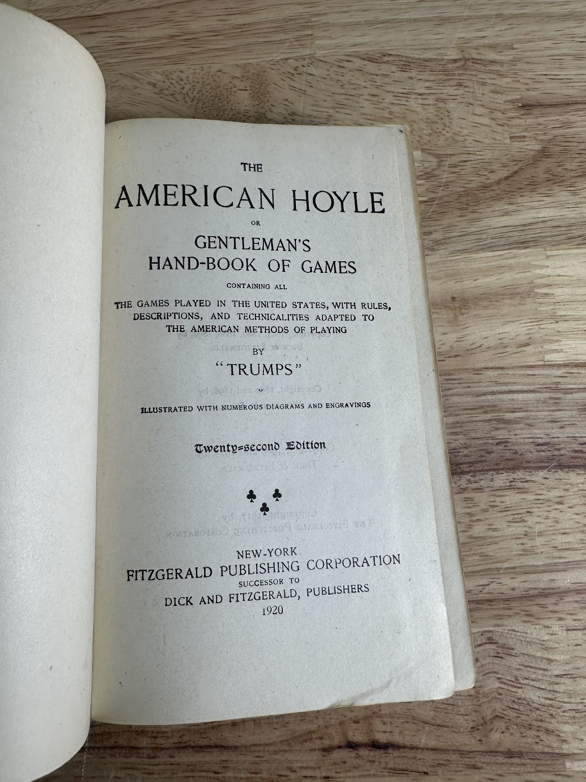 American Hoyle Gentleman’s Hand-Book of Games TRUMPS 1920 22nd Ed Fitzgerald