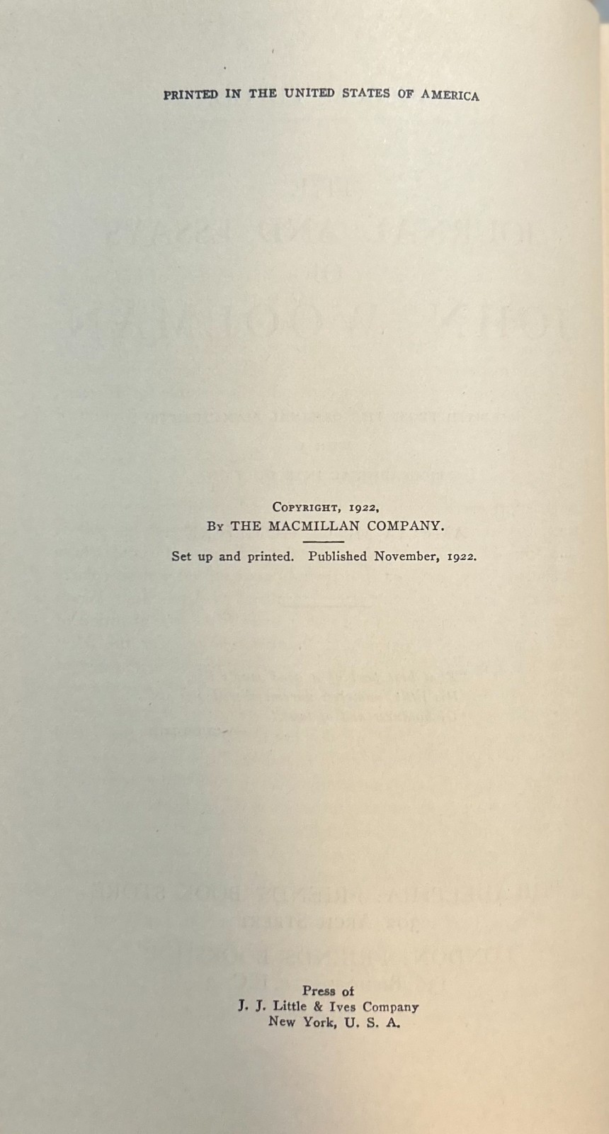 The Journal and Essays of John Woolman, Gummere, ed., 1922, HARDCOVER
