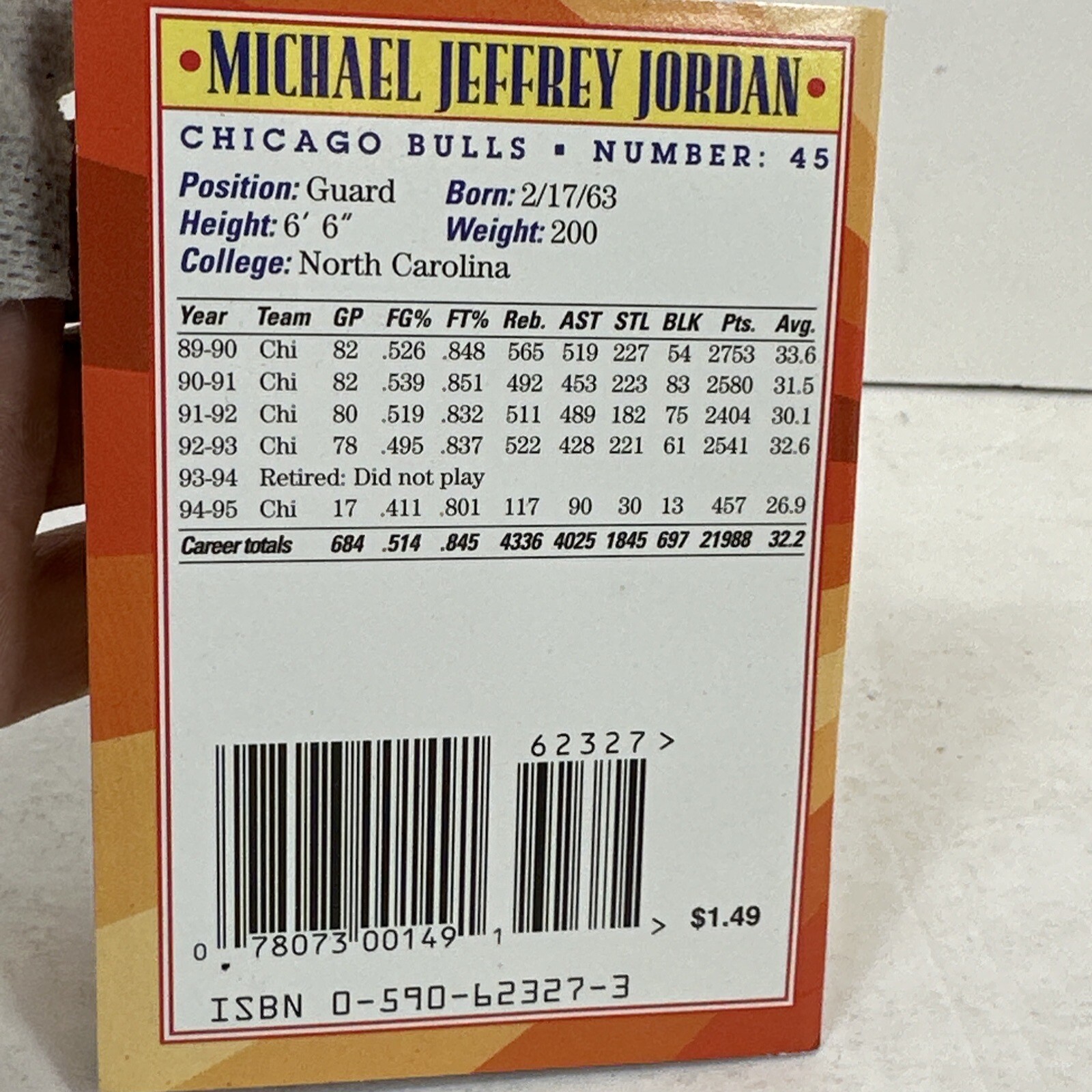 HOF MICHAEL JORDAN 1995 PREMIUM EDITION 44 PAGE 2.5 IN. BY 4 IN. BOOKLET #1