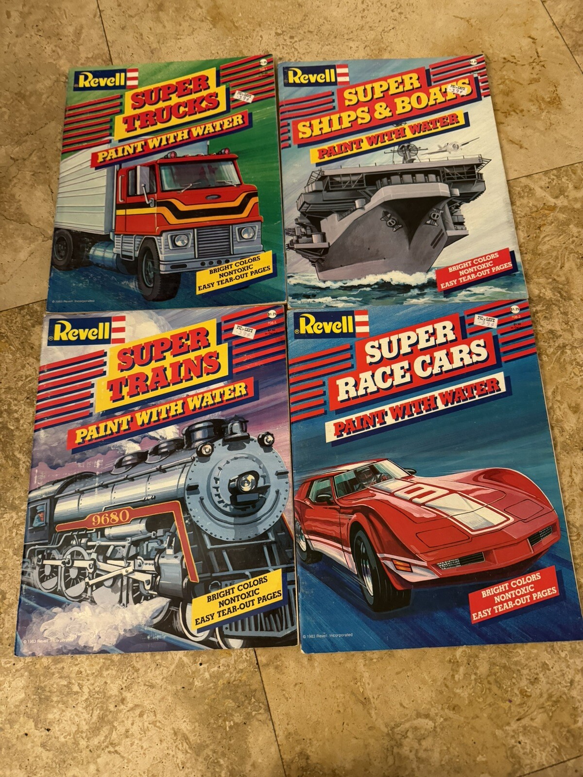 1983 Revell Lot of 4 Paint With Water Coloring Books unused shops boats trains