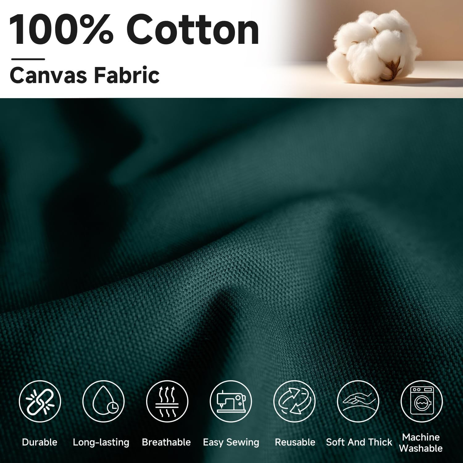 Canvas Fabric by the Yard, 59” Wide, 10Oz Premium Natural Cotton Duck Canvas Fa