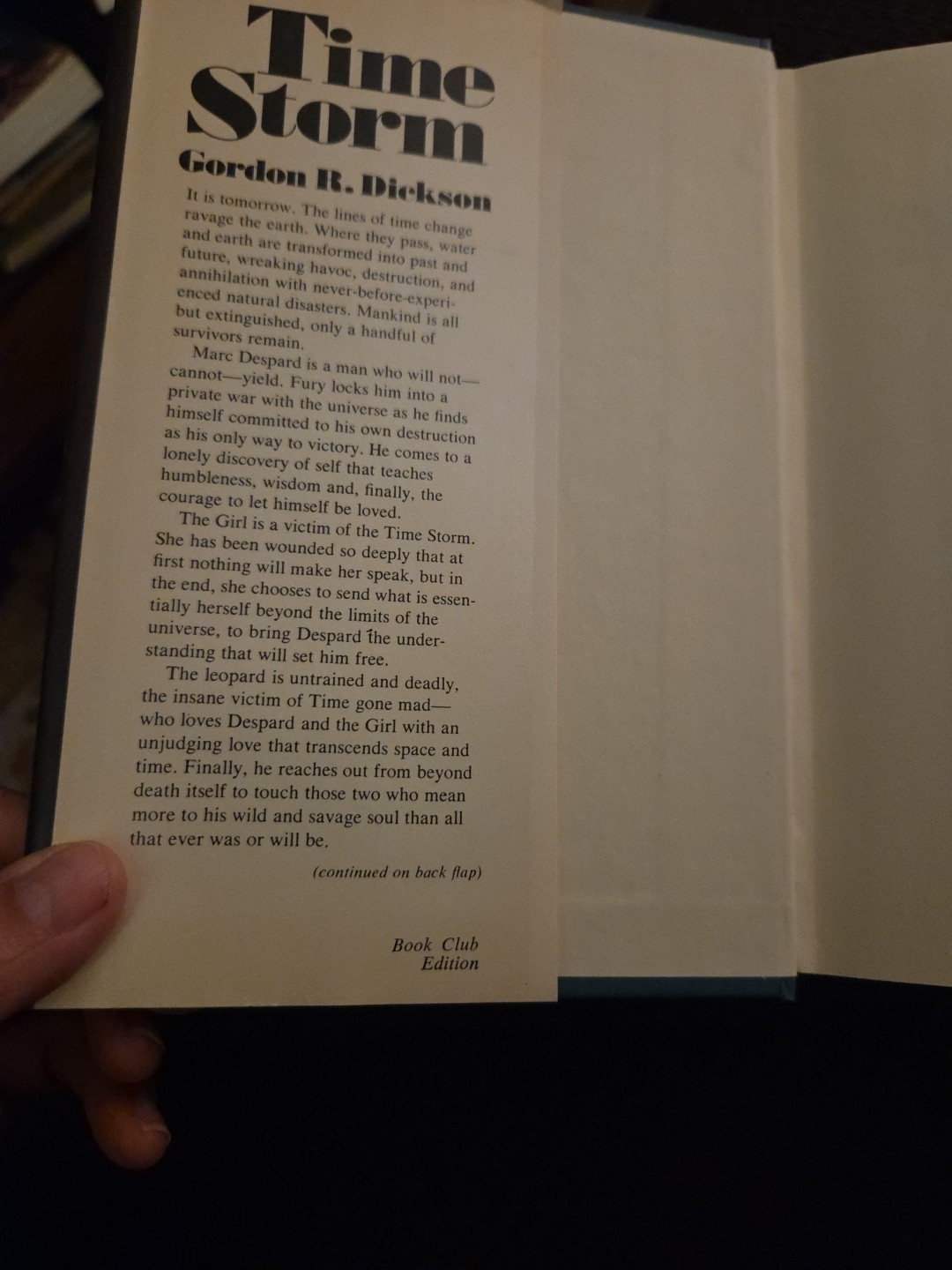 Time Storm by Gordon R. Dickson 1977 Book Club Edition HCDJ St. Martin’s Press