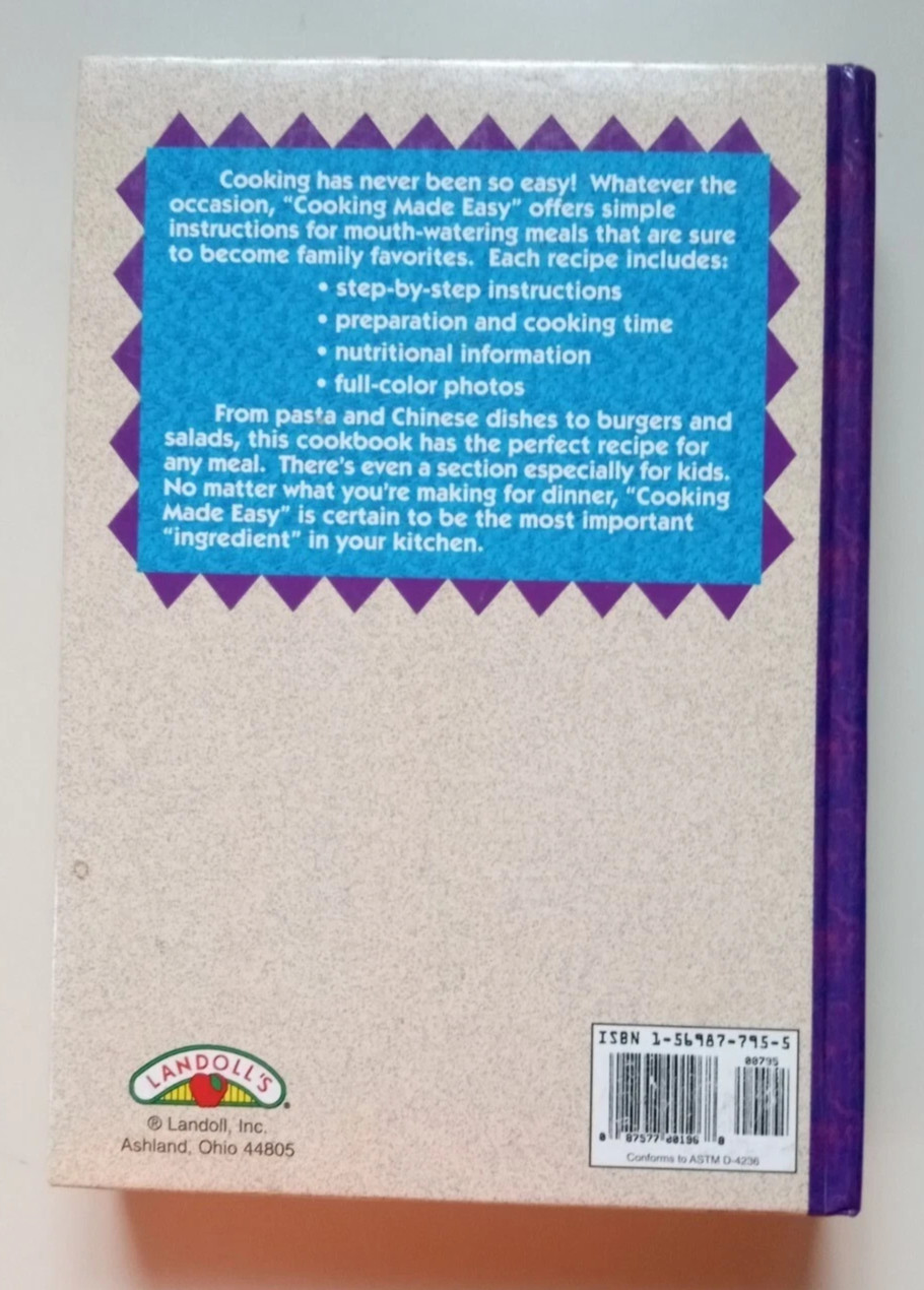 Cooking Made Easy Cookbook by Landolls Hardcover Illustrated 576 Pages New