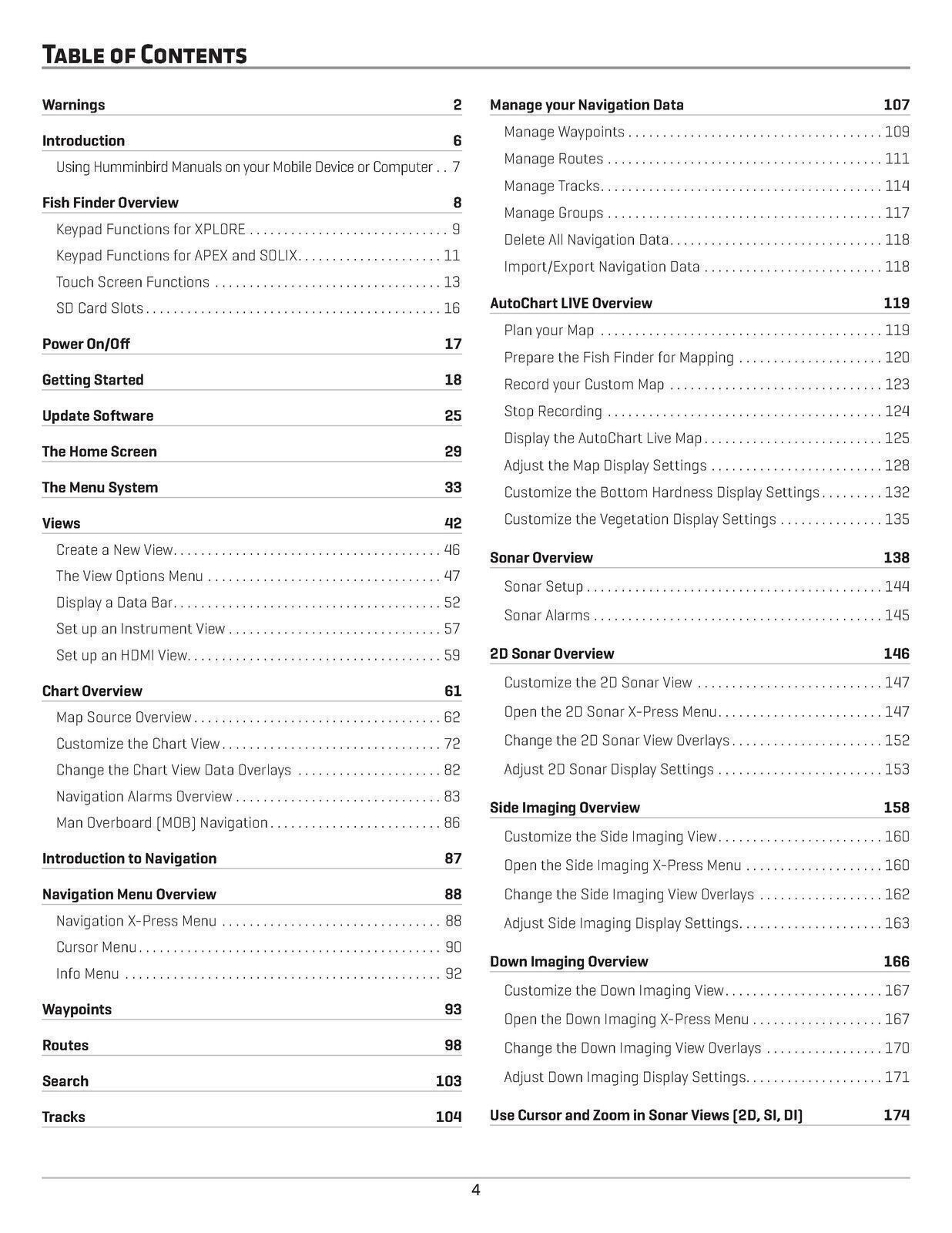 HUMMINBIRD XPLORE APEX & SOLIX User Manual Operation Guide – TOUGH LOOP BINDING